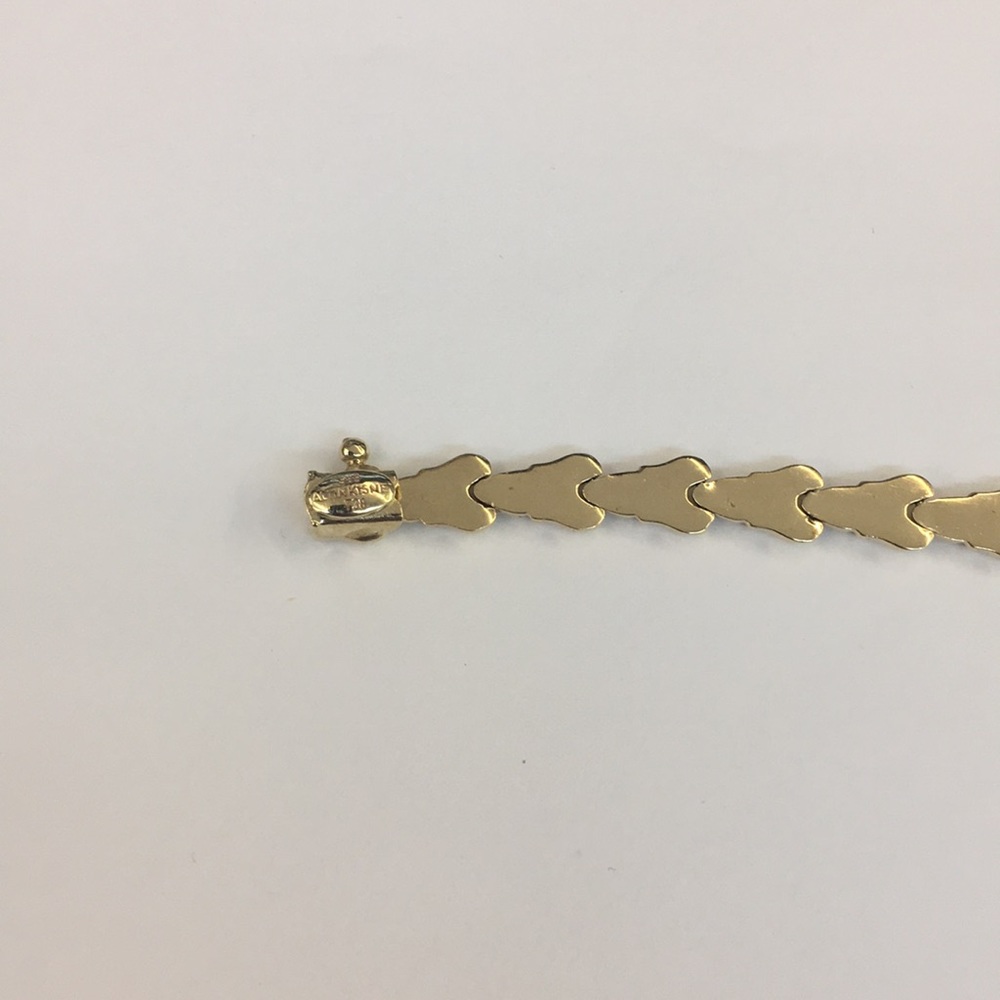 14k Yellow Gold V Shape Link Women's Bracelet - Picture 6 of 6